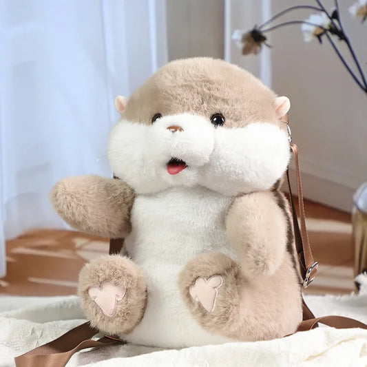 Cute Little Animal Cartoon Backpack Otter Backpack Intelligent Plush Toys Can Sing Stick Out Your Tongue A Birthday Present