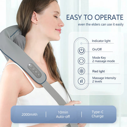 Foreverlily 26W Brushless Motor Neck And Shoulder Massager Wireless Shoulder And Back Kneading Massage Shawl Neck masajeador