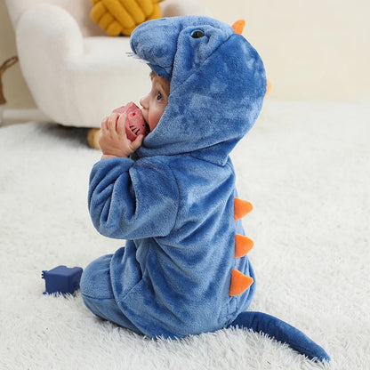 MICHLEY Carniva Baby Rompers Winter Clothes Flannel Hooded Bodysuits Pajamas Animals Overall Jumpsuit For Girls Boys Kids