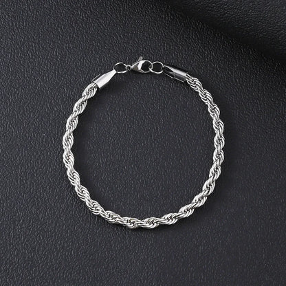 Stainless Steel Bracelet For Women Men 2/3/4/5/6MM Gold Color Twisted Rope Chain Bangle Fashion Never Fade Jewelry Accessories