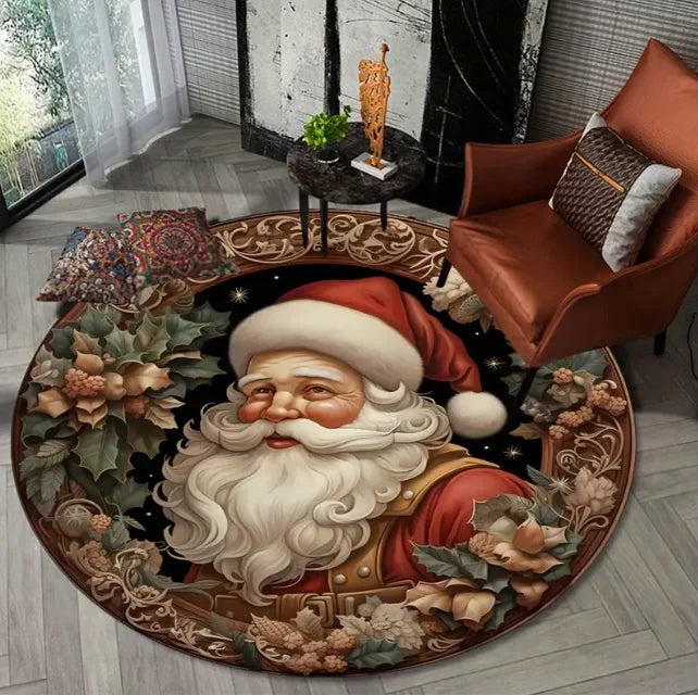 Christmas Tree Decoration Mat Large Area Christmas Circular Carpet Washable Anti Slip Carpet New Year Atmosphere Mat Decoration