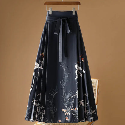 Vintage Maxi Chinese Style Horse Face Skirts for Women Saia One-piece Long Hanfu Pleated Skirt Woman Clothing Faldas Harajuku
