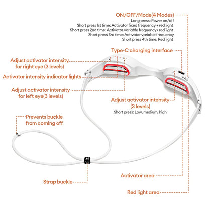 Electric 3D Eyes Massager EMS Eye Massage Glasses Red Light Eye Care Lighten Dark Circles Eye Relax Massager