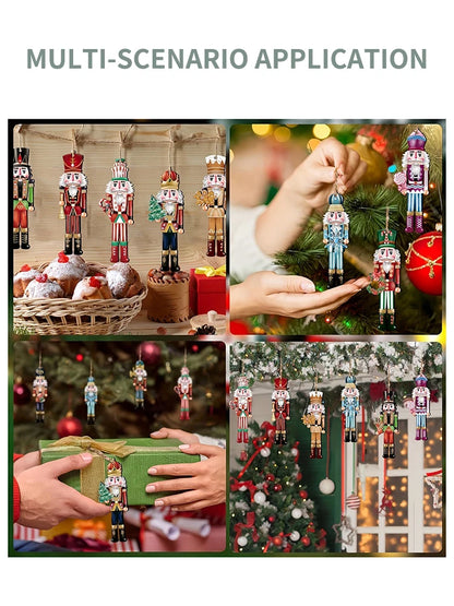 12PCS Nutcracker Wooden Decorative Set - Christmas Gift, Party Decoration And Home Decor