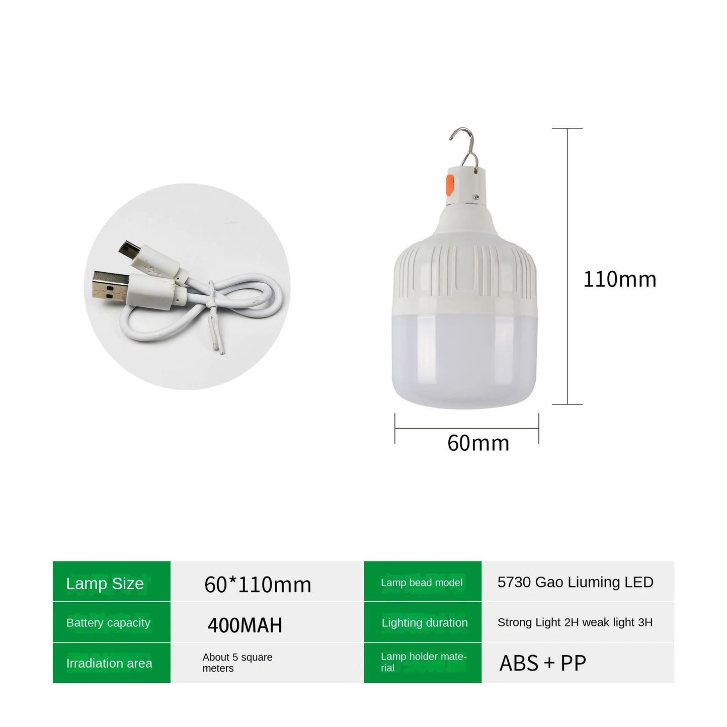 Outdoor USB Rechargeable LED Light Bulb