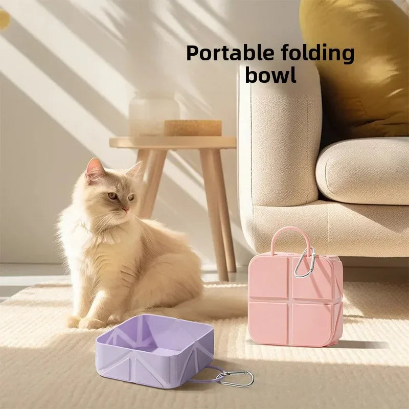 New Cat and Dog Foldable Bowl Silicone Portable Outdoor Drinking Water Dog Food Bowl Cat Bowl Camping Bowl Pet Travel Bowl