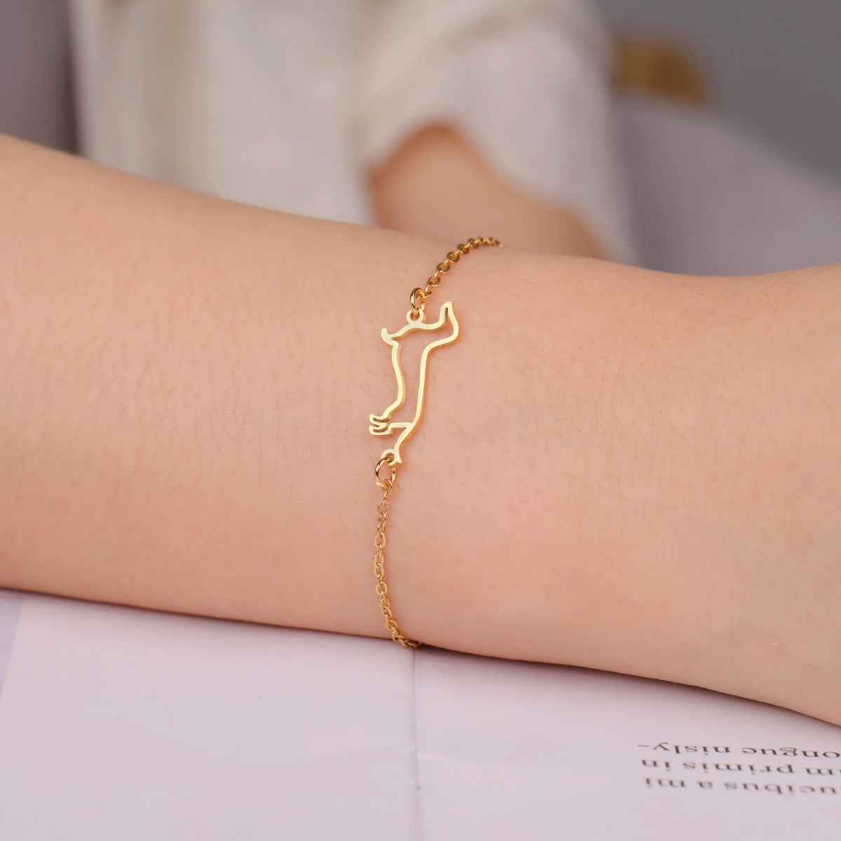 Cute Dachshund Dog Stainless Steel Bracelet for Women's Valentine's Day Commemorative Day Jewelry and Gift Wholesale