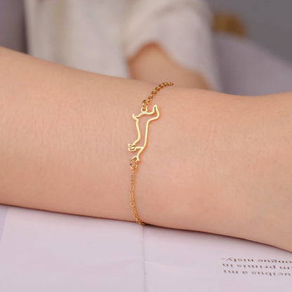 Cute Dachshund Dog Stainless Steel Bracelet for Women's Valentine's Day Commemorative Day Jewelry and Gift Wholesale