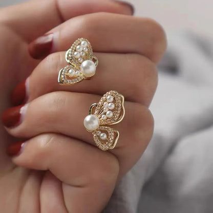 New Trend Simulation Pearl Long Earrings Women's Flower Rhinestone Wedding Pendant Earrings Fashion Korean Jewelry Earrings