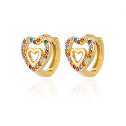 Hollow Zircon Heart Earrings For Women Stainless Steel Gold Color Heart Earring Luxury Wedding Couple Jewelry Gift Free Shipping