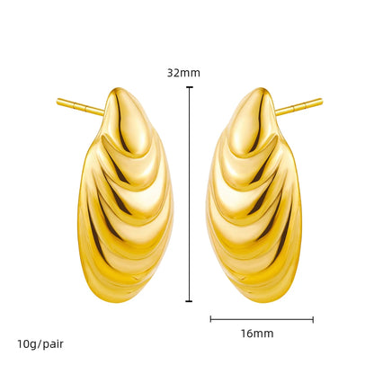 Vintage Stainless Steel Gold Plated Texture Snail Conch Shell Earrings for Women CZ Zircon Starfish Earring Beach Jewelry Gifts