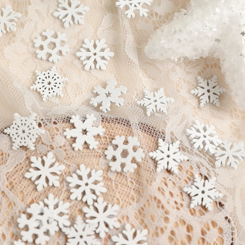 50/100PCS Wooden Snowflakes For Christmas, DIY Ornaments, Home Room Decor, Perfect For Craft Projects And Tree Decoration