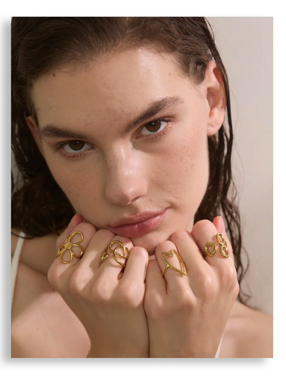 Yhpup Trendy Stainless Steel Metal Flower Adjustable Fashion Finger Ring Rust Proof Attractive Daily Jewelry Accessories Gift