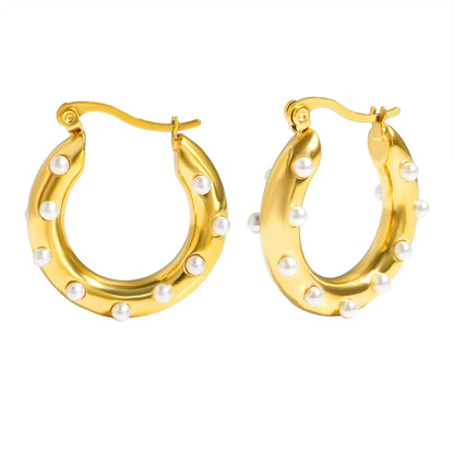 Luxury Shiny Zircon Hoop Earrings for Women Trendy Golden Stainless Steel Wed Ear Geometric Circle Earring Jewelry Pendientes
