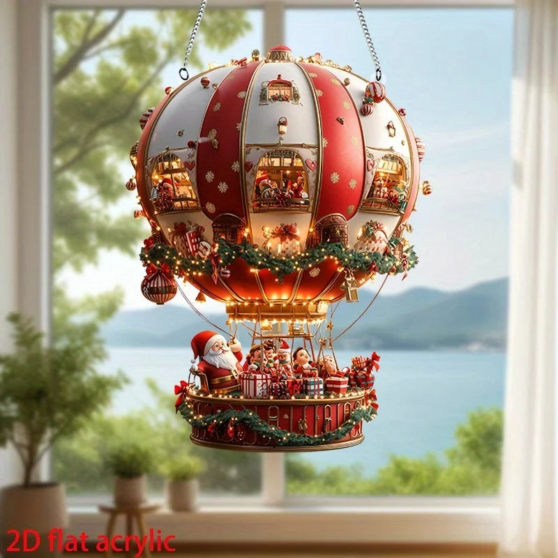Balloon Christmas Day Ornaments 2D Flat Acrylic Hot Air Balloon Glass Ornament For Christmas Day Big Decoration IntéRieur