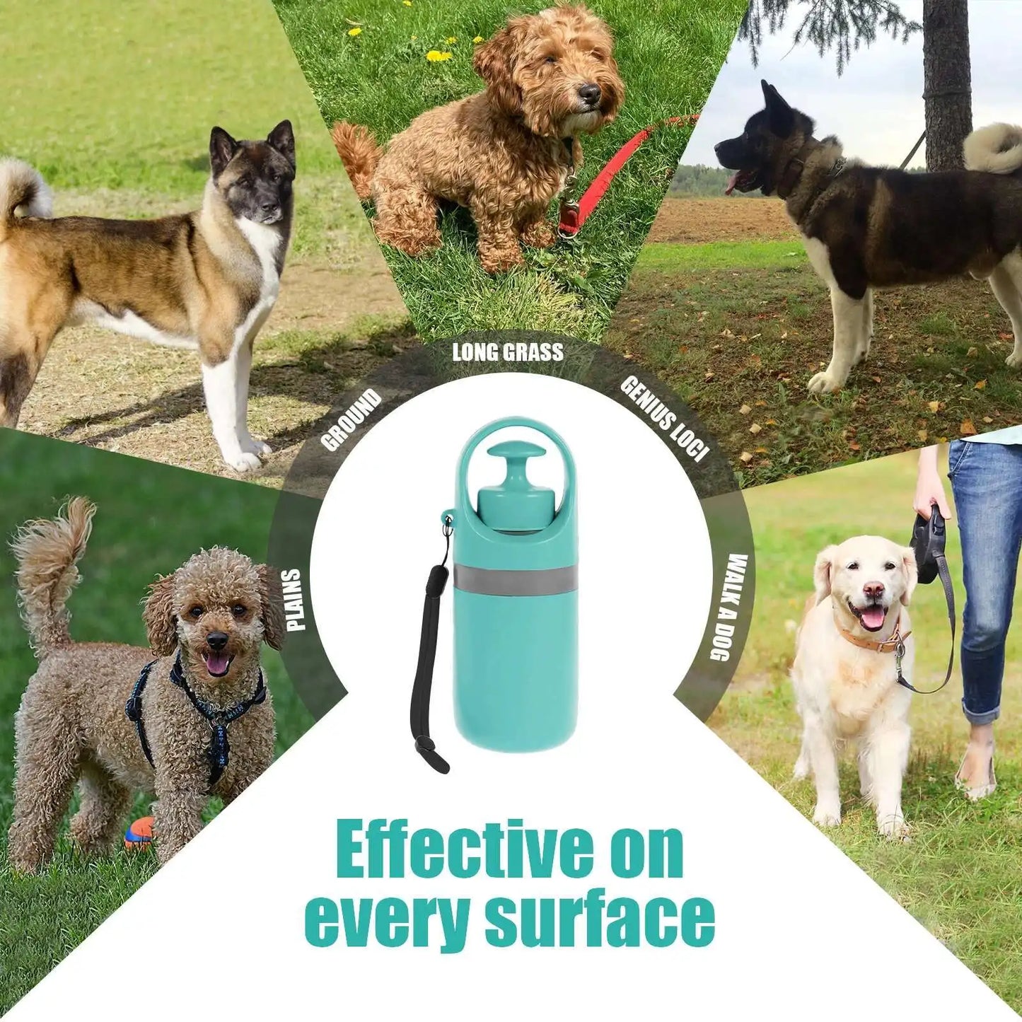 Portable Dog Pooper Scooper Outdoor Pet Waste Pick-up Cleaner Built-in Garbage Bag Handheld Pet Poop Grabber No Touch Design