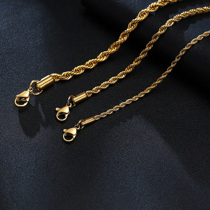 Unisex Rope Chain Bracelets for Men Women, Stainless Steel Twisted Links Chain Bracelet,Simple Classic Jewelry Gift for Him