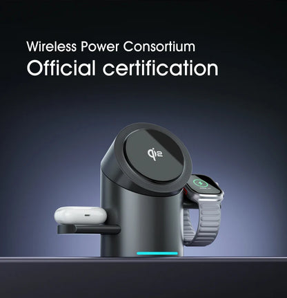 New Smart 15W Qi2 3 In 1 Magsafe Magnetic Autorotation Wireless Charger For iPhone iWatch Airpods Fast Charging Dock Station