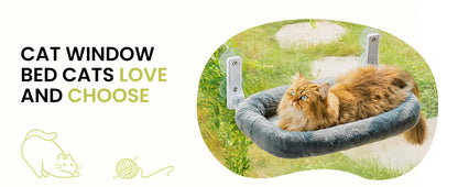 Mewoofun Foldable Cat Window Perch with 4 Strong Suction Cups Cordless Cat Window Hammock Removable Soft Cover White Brown Green