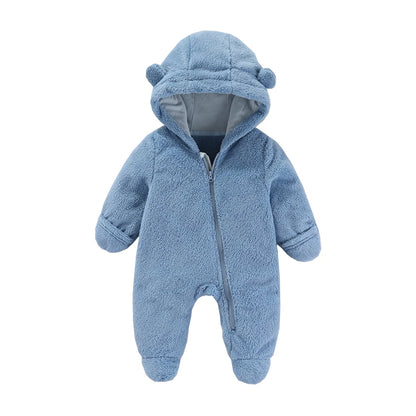 Newborn Baby Flannel Rompers Soft Warm Autumn Winter Bodysuit for Boys & Girls Cartoon Print Jumpsuit 0-19M Newborn Baby Clothes