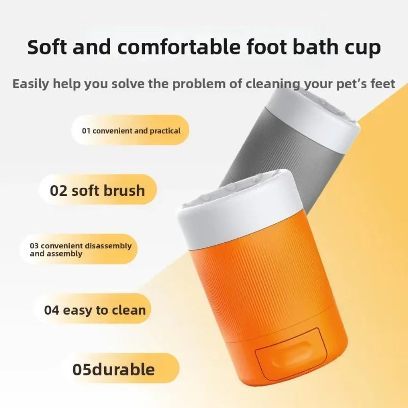 Pet Foot Washing Cup for Cat Dog Clean Grooming Artifact with Soft Silicone Brush Portable Semi Automatic Dogs Cleaning Supplies