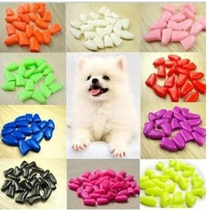 14 Colors Soft Dog Pet Nail Caps Claw Control Paws off + 5pcs Adhesive Glue Size XS S M L XL XXL