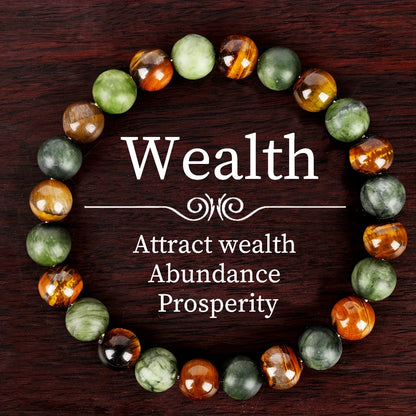Natural Stone Symbolic Beaded Bracelet Women Men Anxiety Relief Protection Money Spiritual Inner Self-Love Jewelry