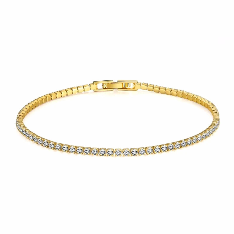 925 Sterling Silver Tennis Bracelet 2/4mm Cubic Zirconia for Women Mens Crystal Chain on The Hand Hip-hop Streetwear Jewelry