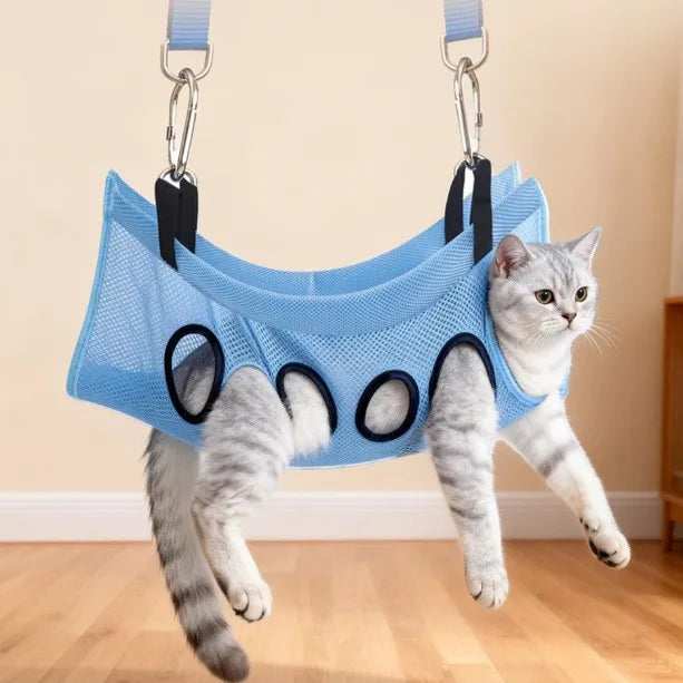 Pet Grooming Hammock Stand Foldable Dog Cat  Bathing Drying Sling Breathable Mesh Bath Helper for Small Pets
