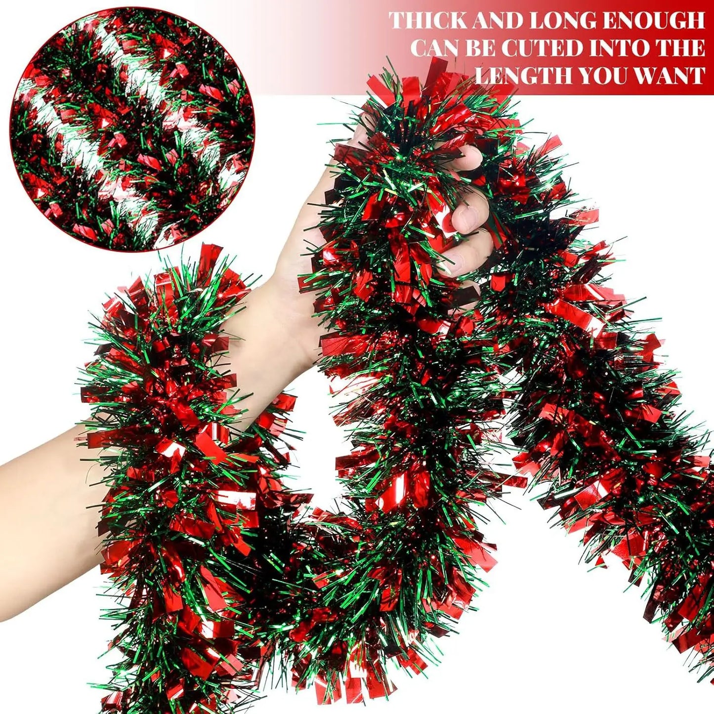 2M Christmas Snowflake Tinsel Garland Xmas Tree Decoration Christmas Metallic Twist Garland Ceiling Hanging New Year Party Decor