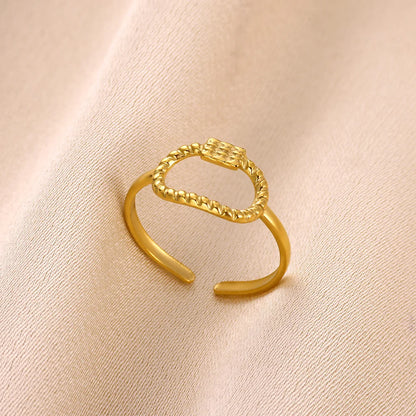 Stainless Steel Flower Open Rings For Women Trend Wedding Heart Jewelry Gold Color Geometric Hollow Ring Daily Accessories Gift