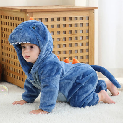 MICHLEY Carniva Baby Rompers Winter Clothes Flannel Hooded Bodysuits Pajamas Animals Overall Jumpsuit For Girls Boys Kids