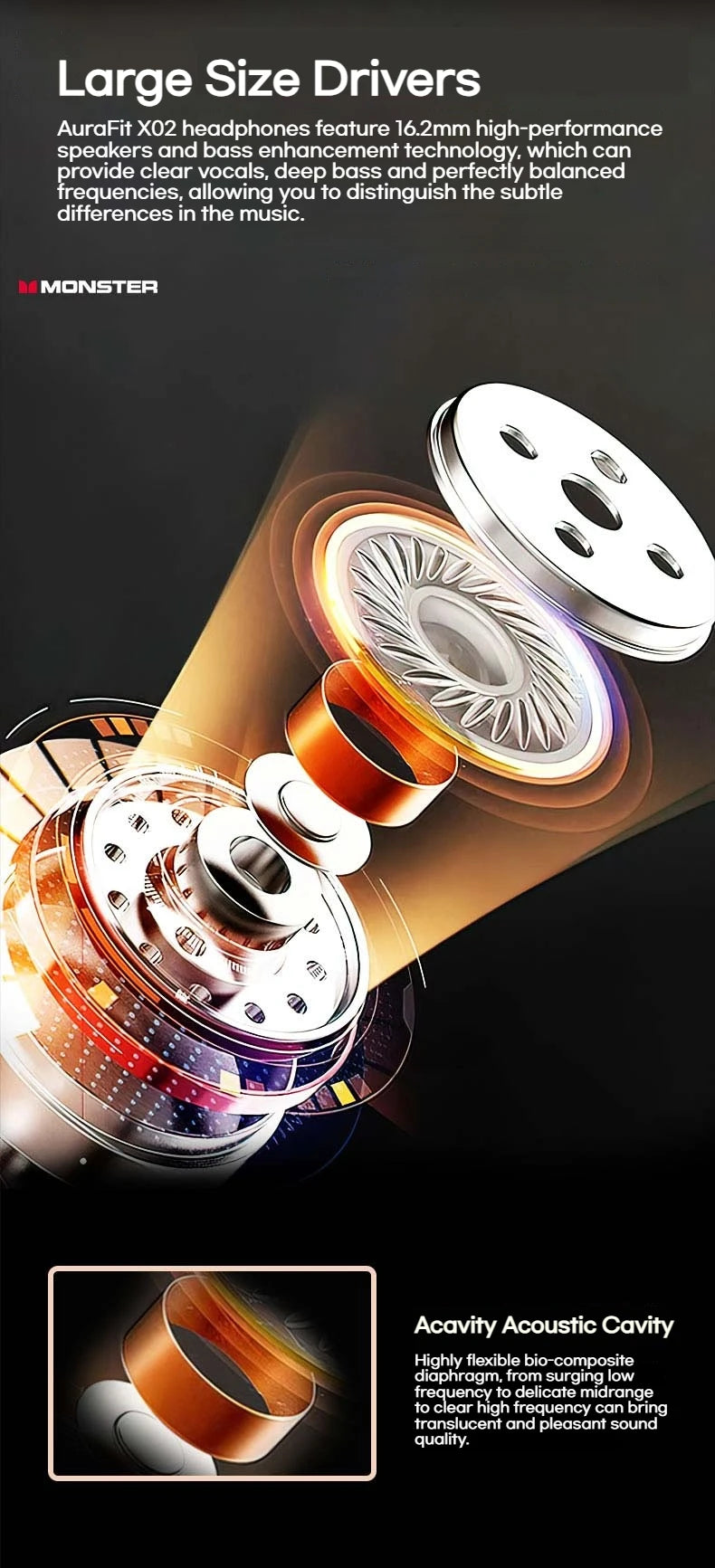 Monster Touch Pro100 OWS Ear Hook Headphones Smart Touch Screen Bluetooth 5.4 Earbuds Open Ear Wireless Earphone Support TF Card