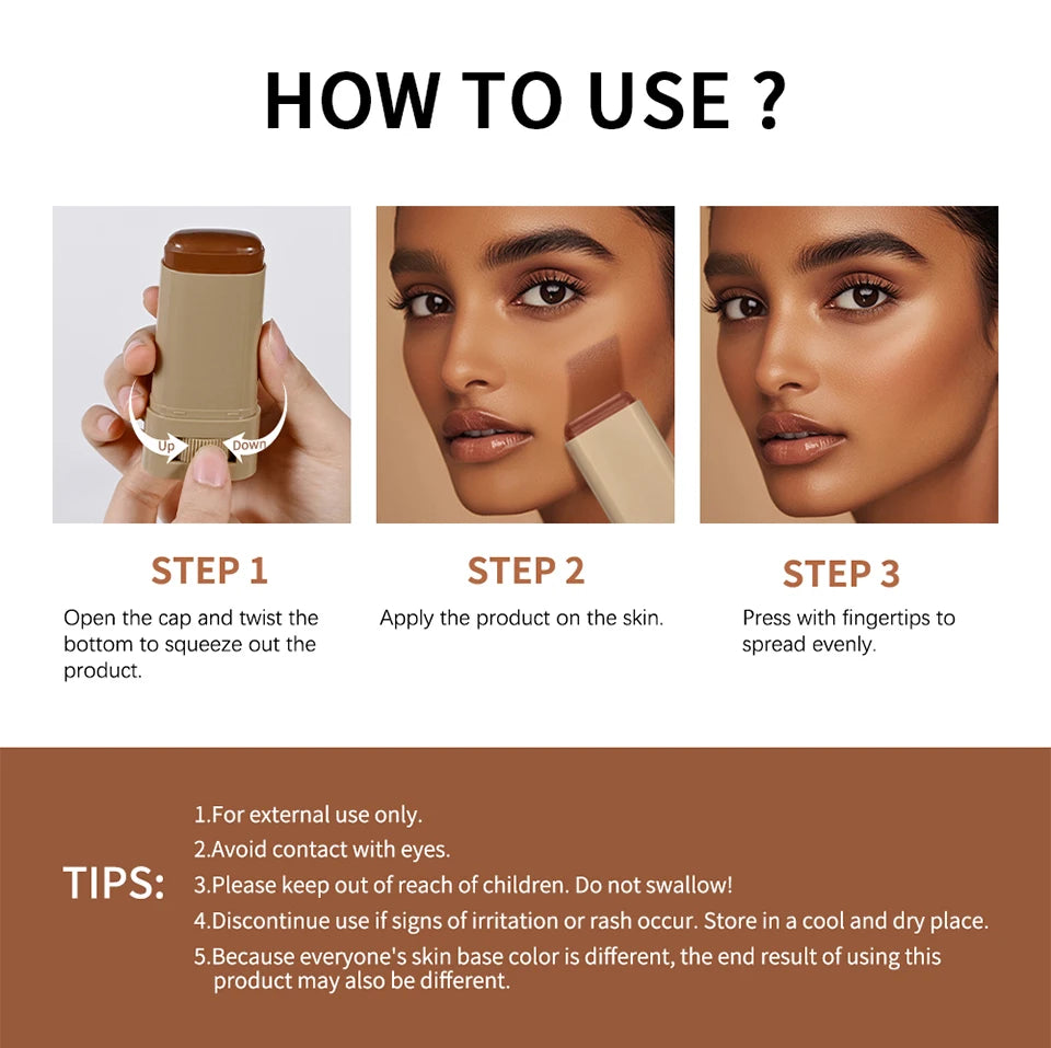 Skin Tint Stick Waterproof Nourishing Solid Tinted Serum Foundation Skin Tint Balm Face Tinted Face Contour Stick Makeup