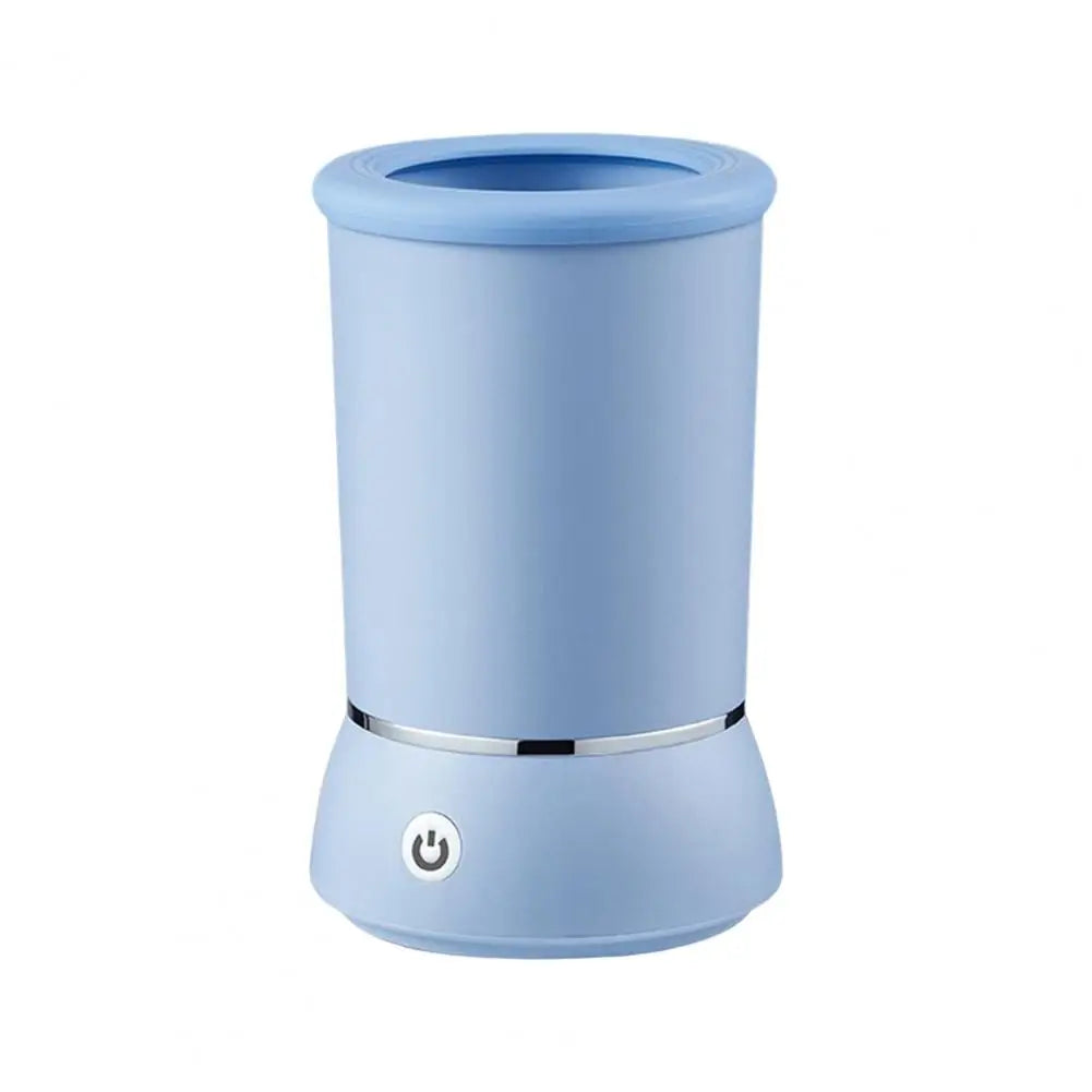 MUO Studios blue automatic pet paw cleaner with power button and sleek design