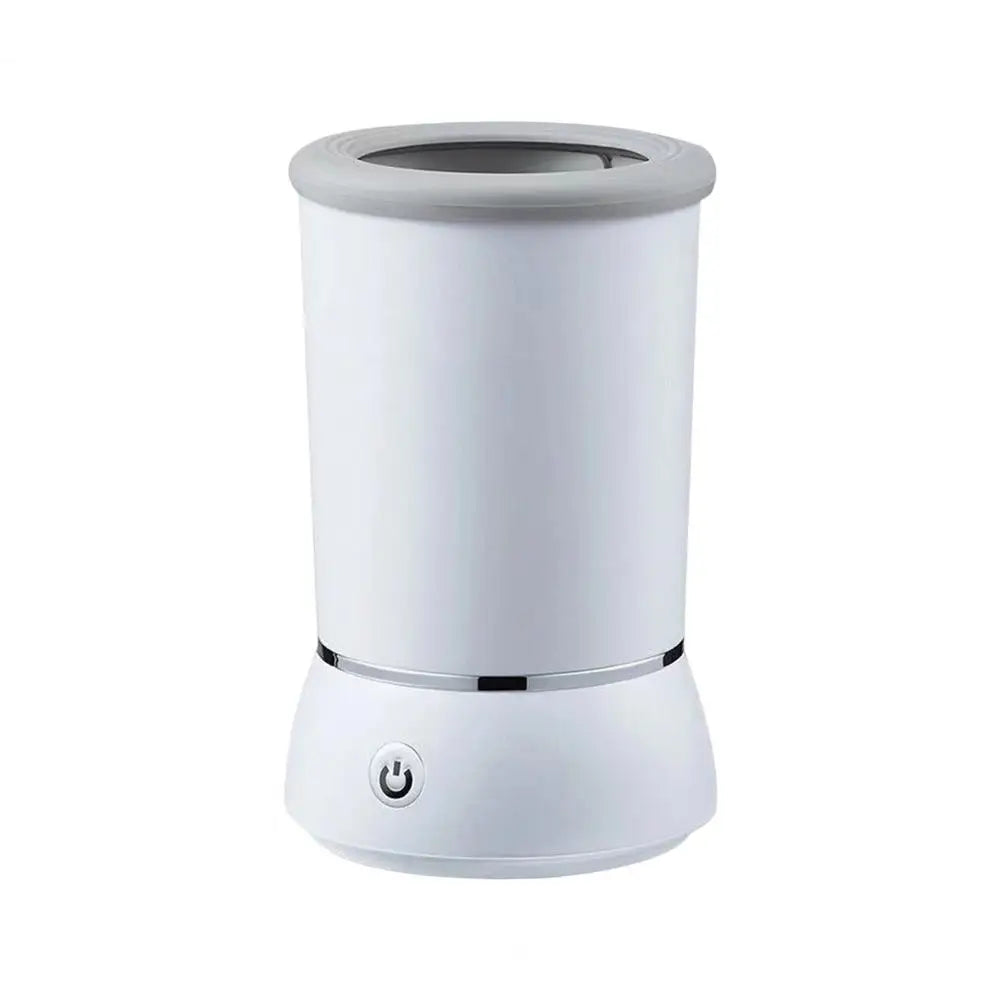 MUO Studios white automatic pet paw cleaner with power button and gray rim for easy paw cleaning