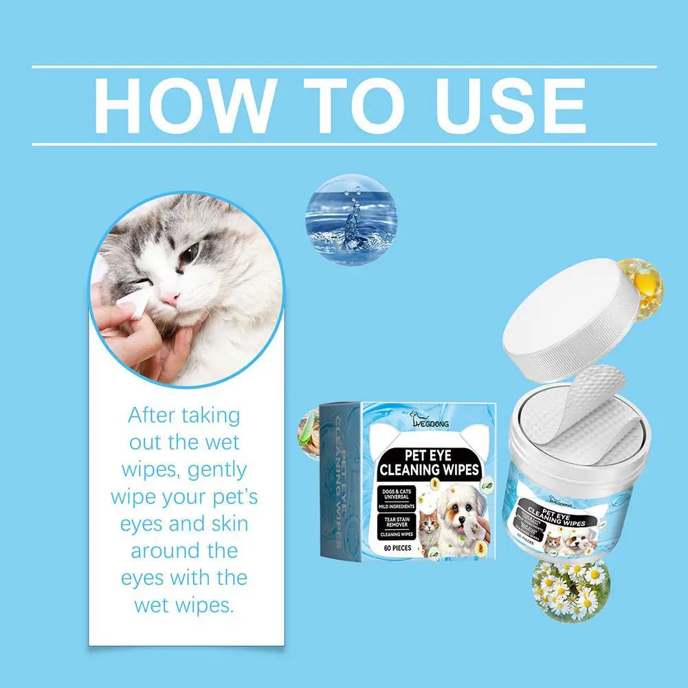 MUO Studios hypoallergenic pet wipes for cleaning pets eyes and skin with gentle wet wipes