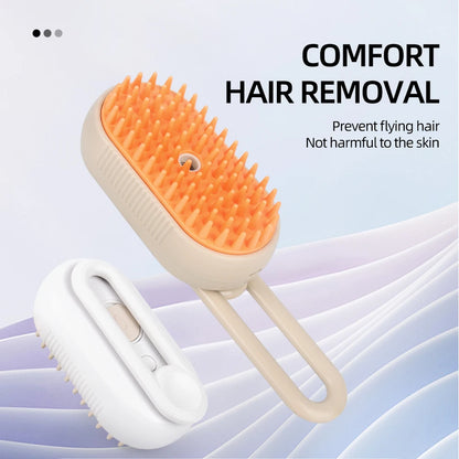 MUO Studios rechargeable pet spray brush with ergonomic handle and soft silicone bristles for comfort hair removal